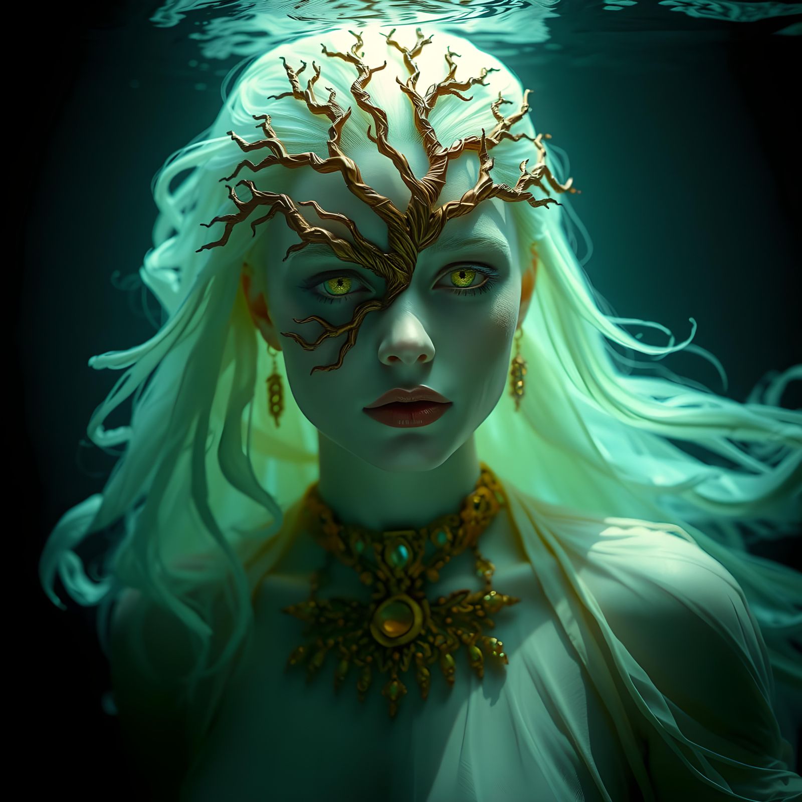 Wrathful Lake Spirit in Underwater Photo-Realism