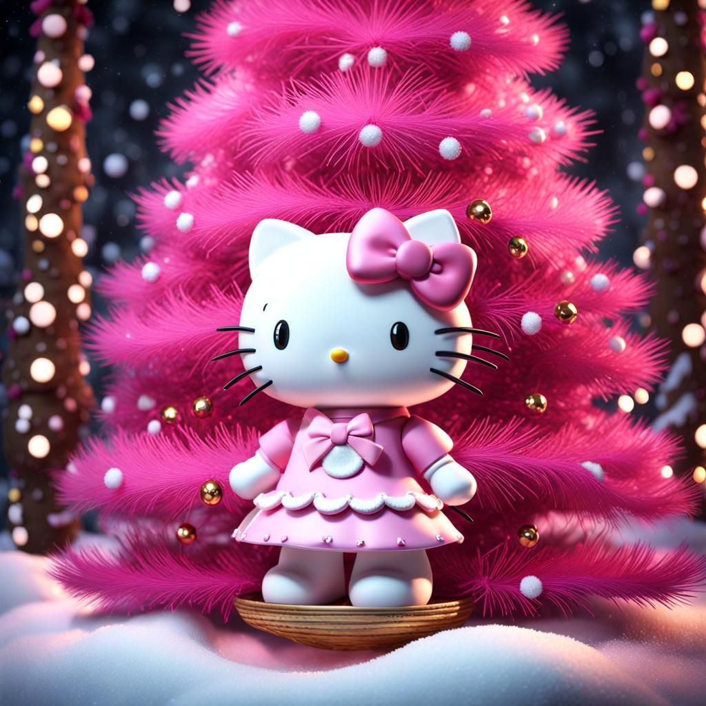 Hello Kitty and her Christmas tree