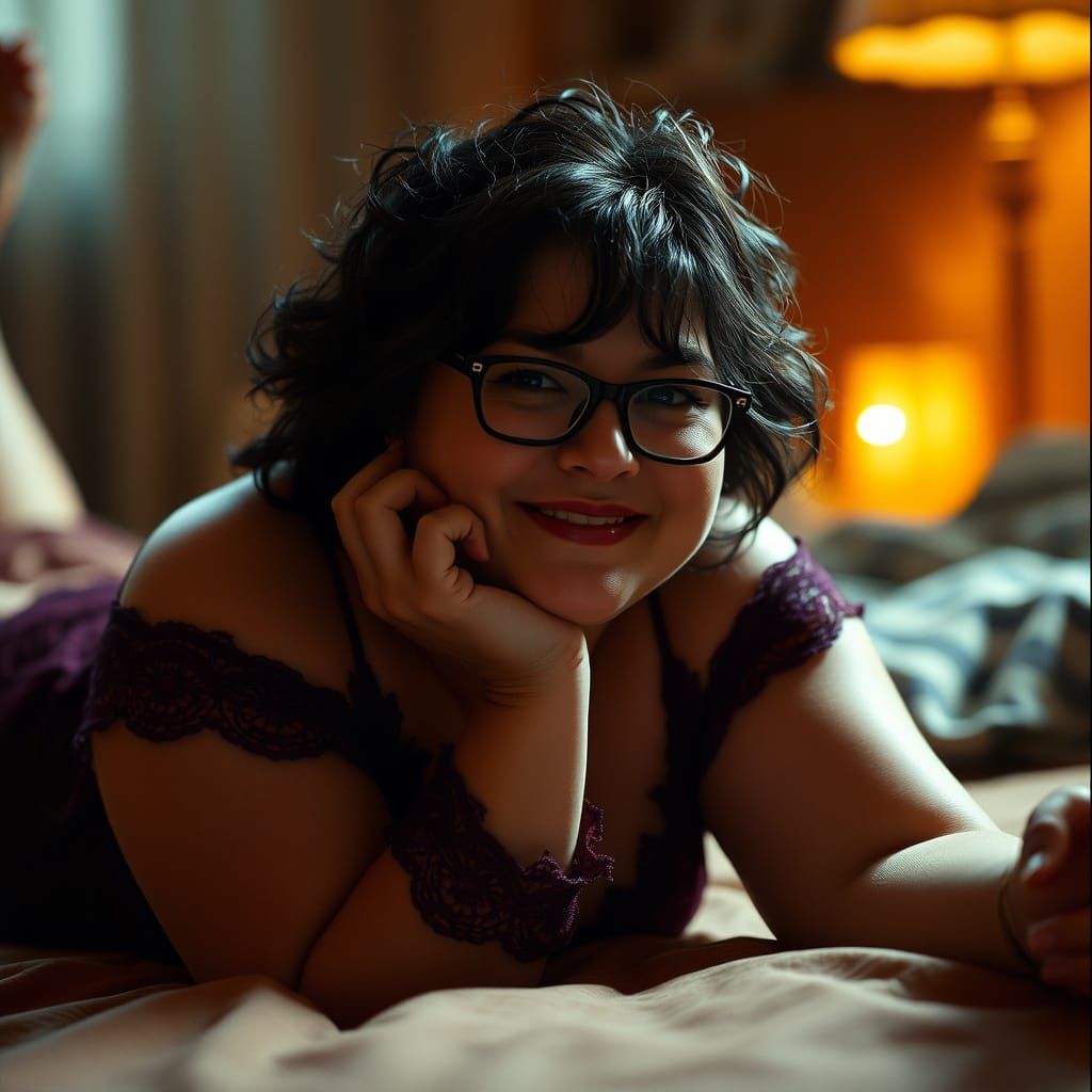 Sensual Portrait of Woman in Red Nightgown, Film Aesthetic