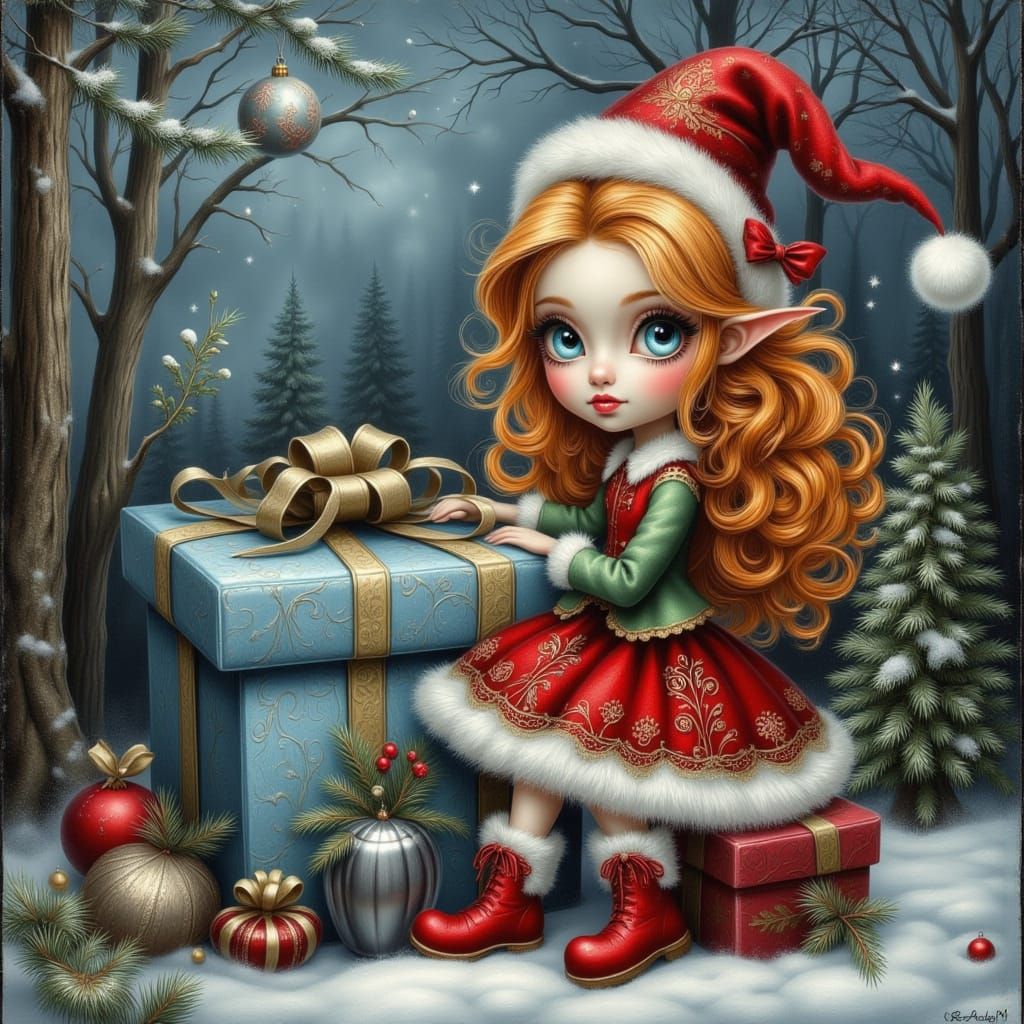 An enchanting highly textured embroidery Painting of a cute ...