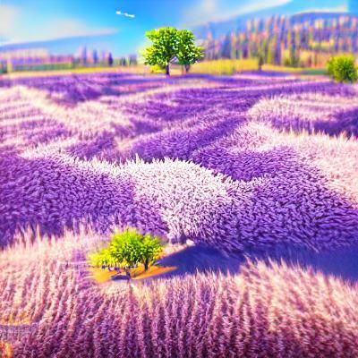 Lavender Fields in Bloom on a Sunny Day