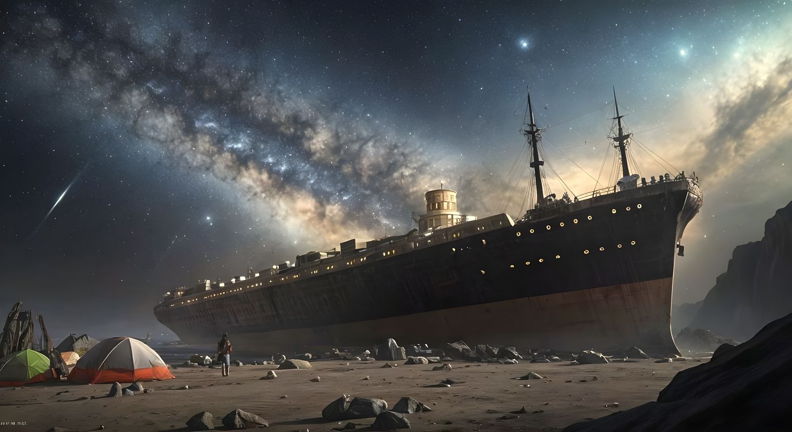 Titanic Wreck on Distant Alien World
