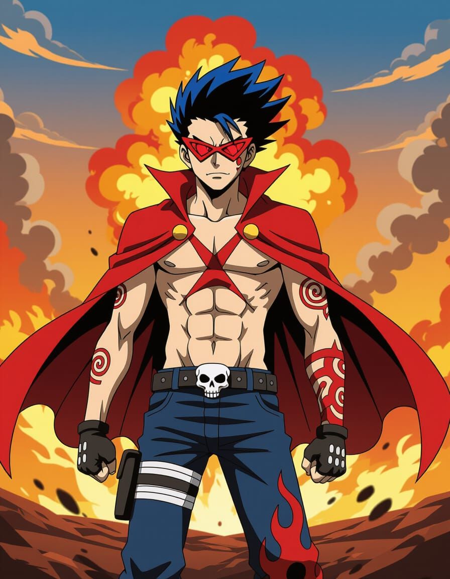 Kamina in Fiery Anime Style Poster Art