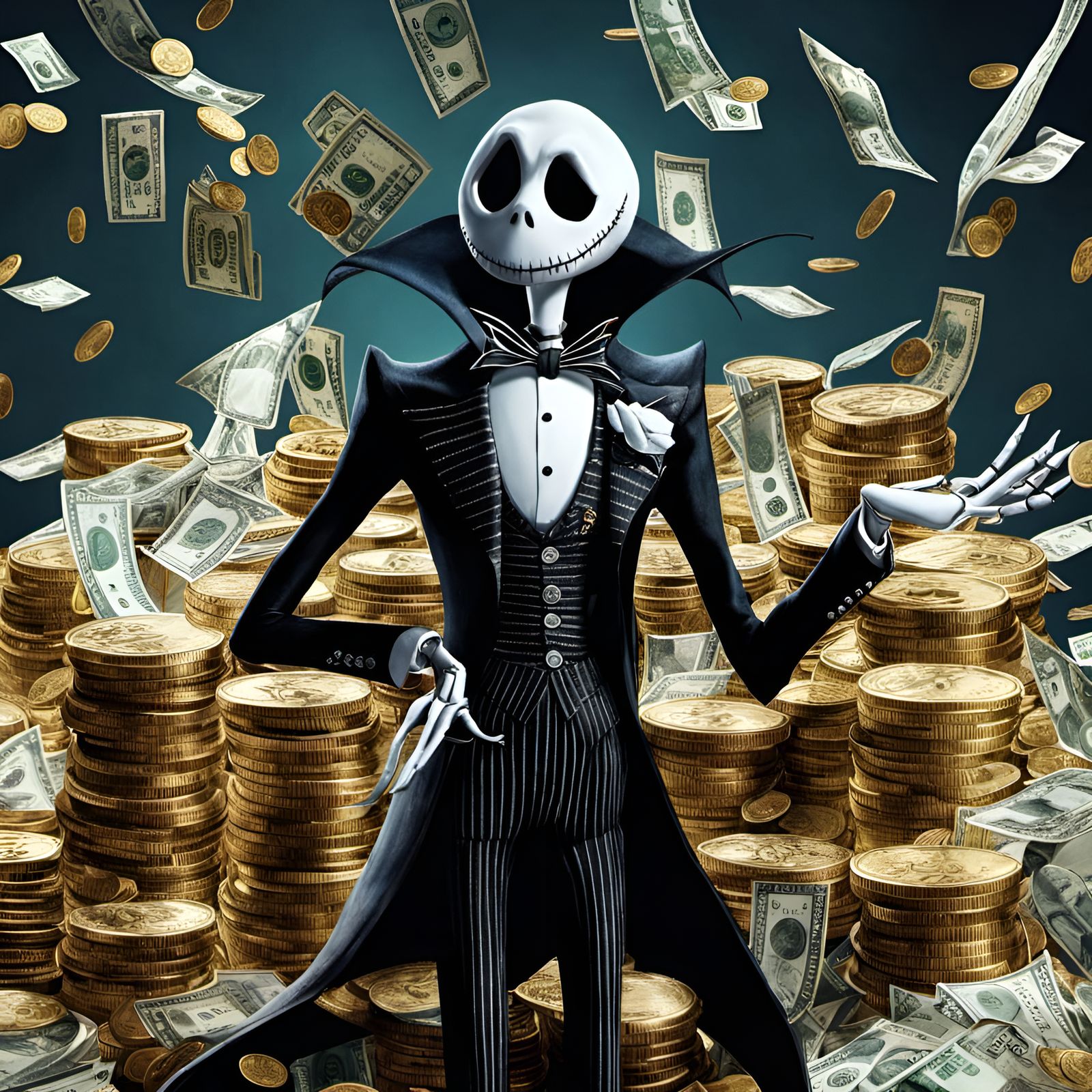 Jack Skellington's Monetary Triumph: A Digital Portrait