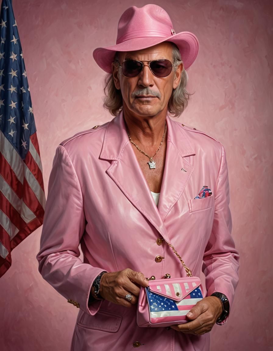Jesse Ventura in Pink Dress: Hyper-Realistic Portrait