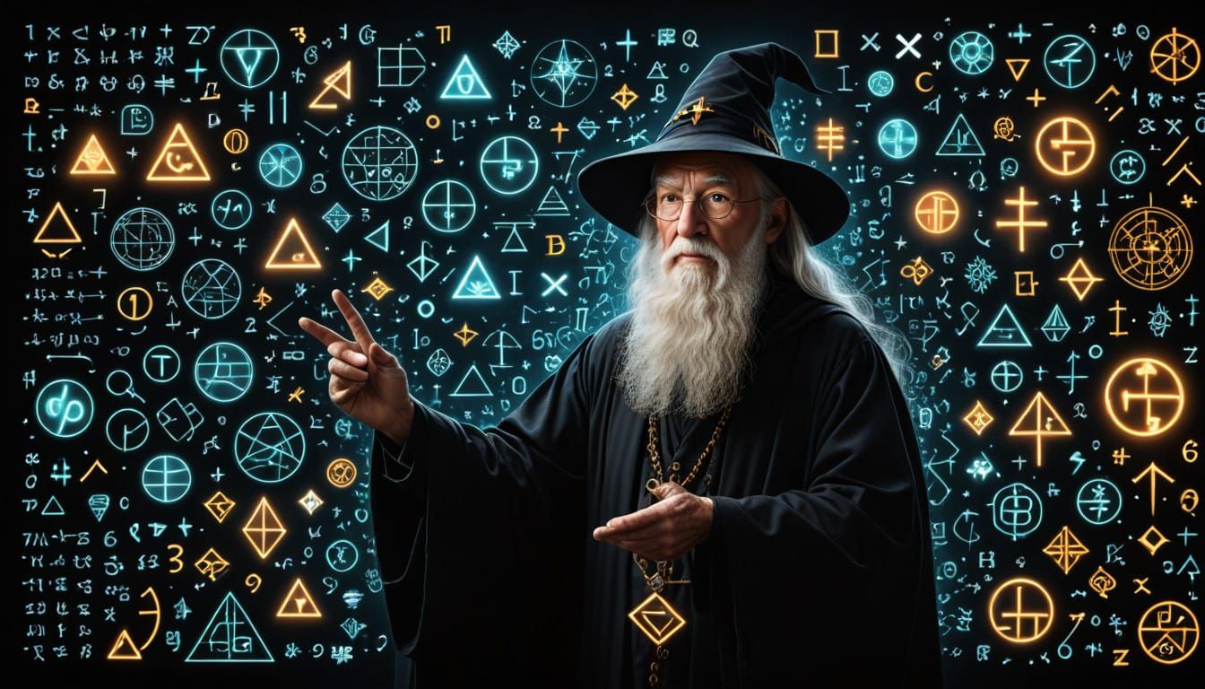 Mystical Mathematician in a Realm of Glowing Equations