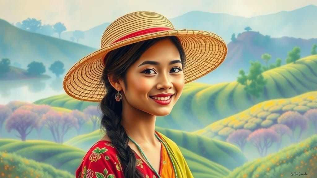 Serenity in Soft Pastel Portrait of a Javanese Woman