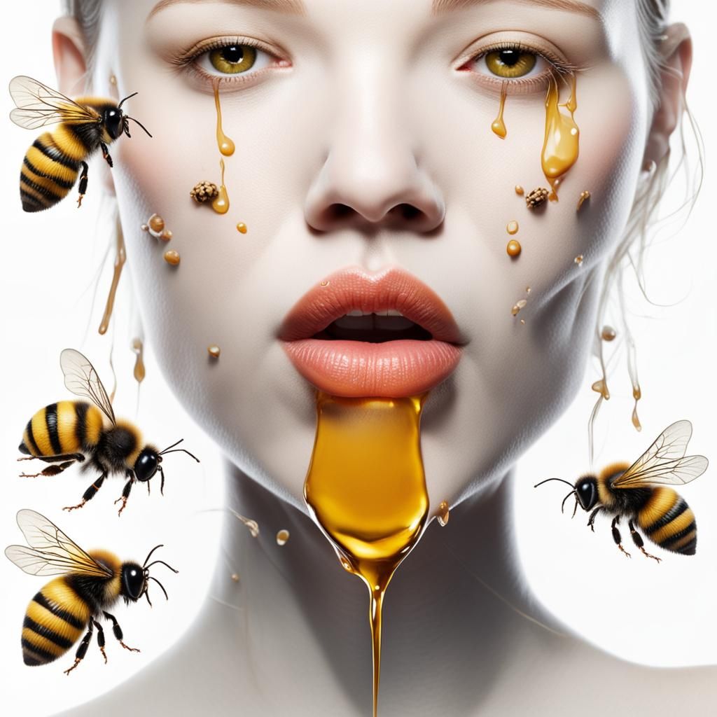 Woman with Honey Lips and Bee