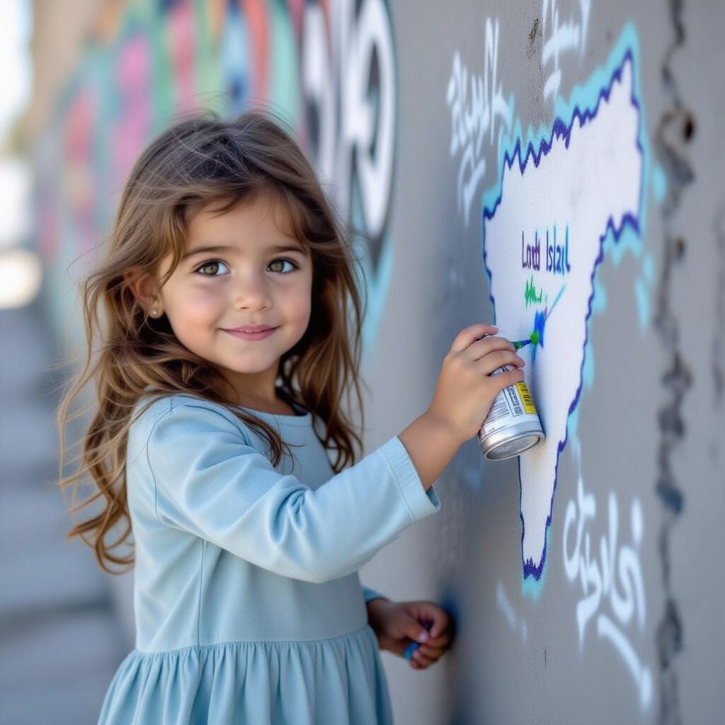 Girl Draws Map Graffiti on Wall in Gaza Envelope