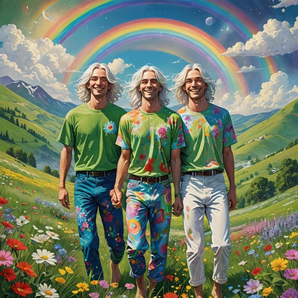 Rainbow Spring: Two Men in a Cosmic Landscape