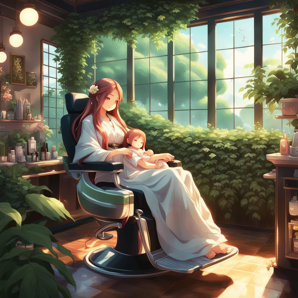 Empress Mother and Baby in Anime Art Style