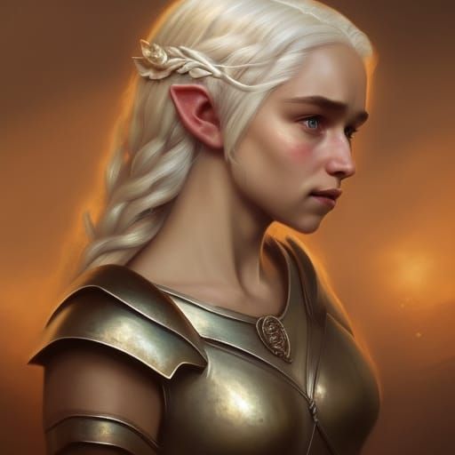 Daenerys Targaryen as Elf: Detailed Fantasy Portrait