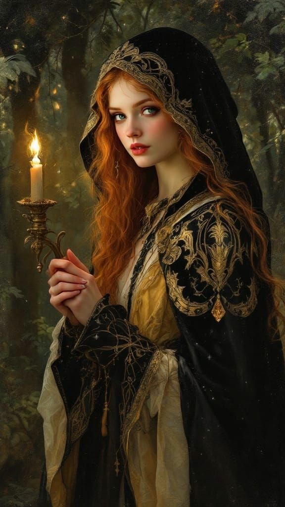 Enchanting Pre Raphaelite Woman in Magical Forest