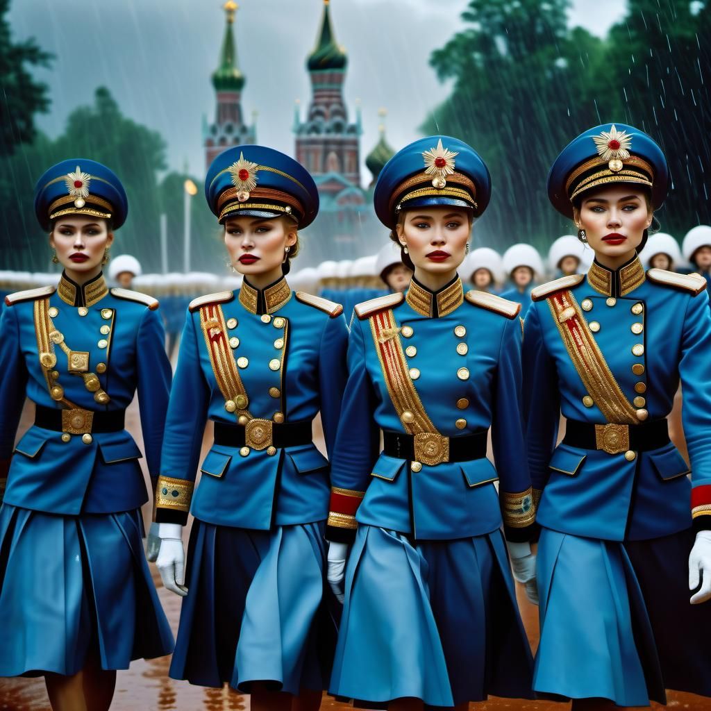 Elegant Russian Women in Uniform: A Photorealistic Close-Up