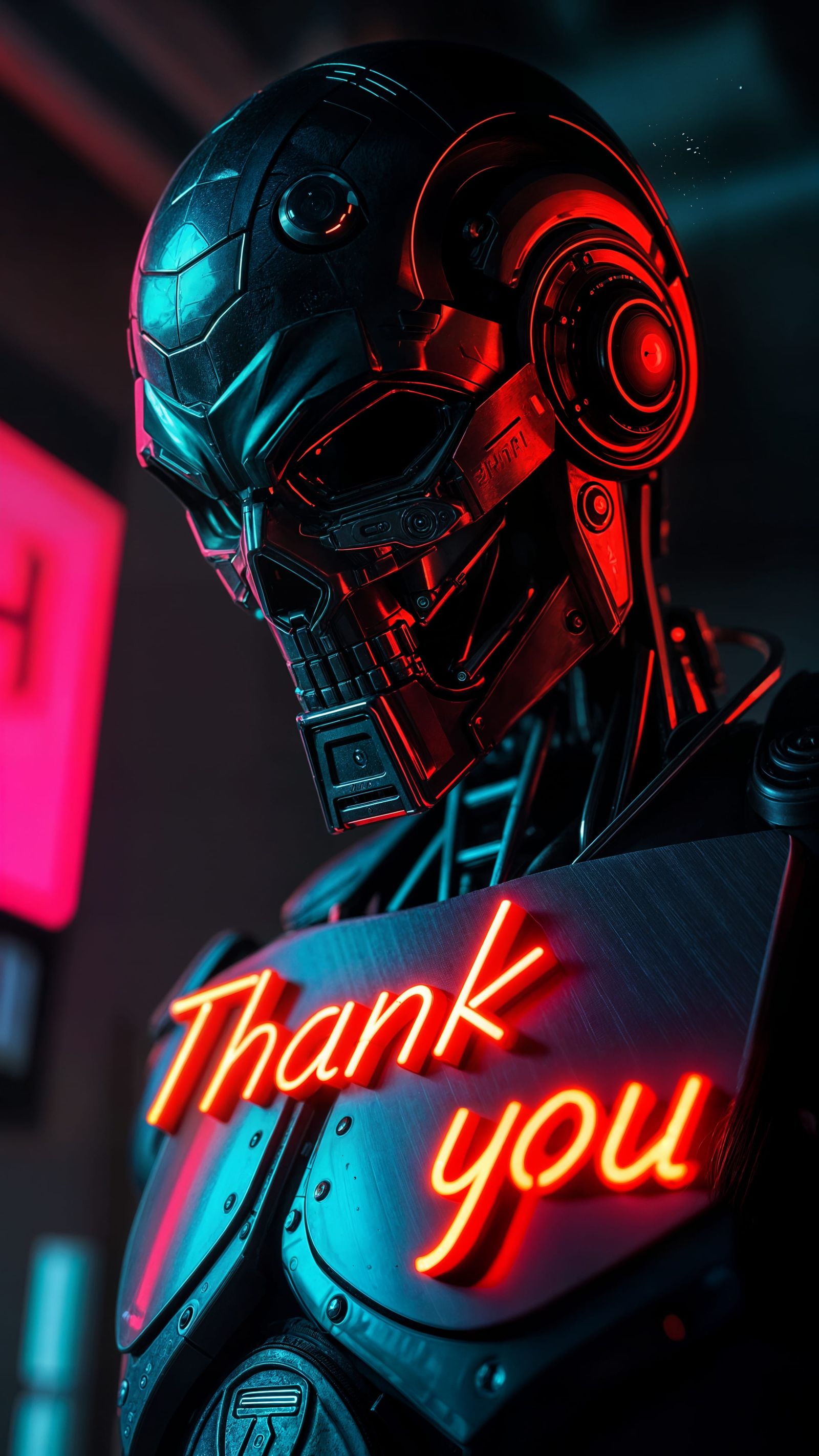 Cyberpunk Terminator in a Threatening Stance with a Metallic...