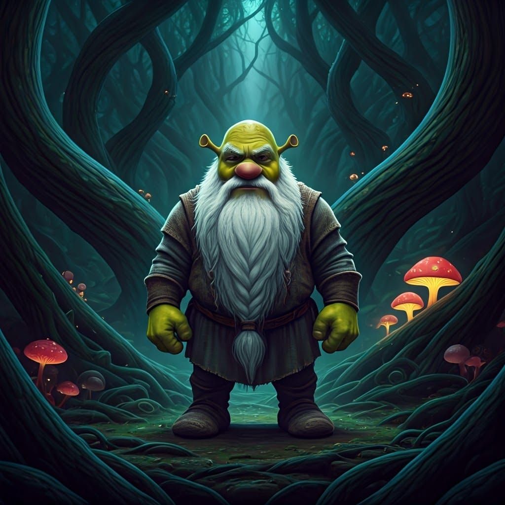 Mystical Dwarf in Enchanted Forest, Trending on Artstation