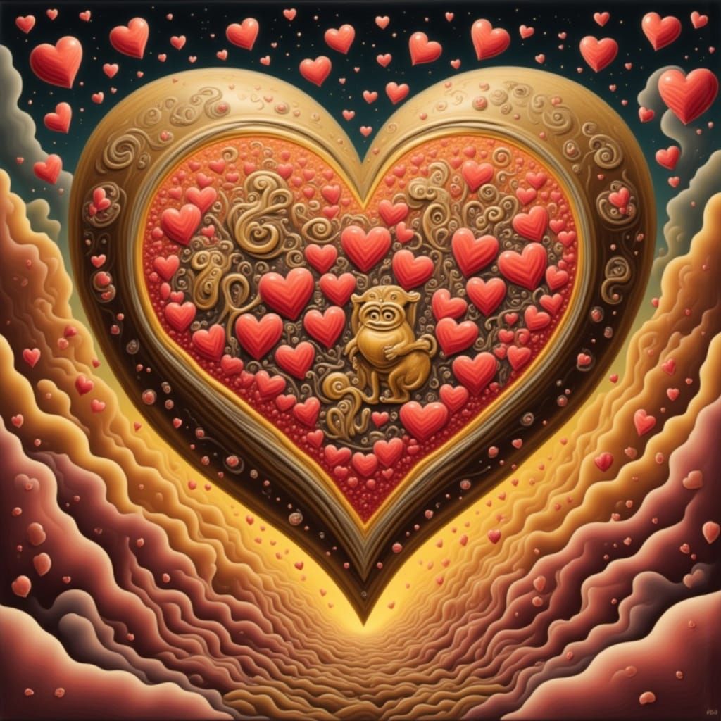 Whimsical Loveheart Candy Factory in Storybook Style