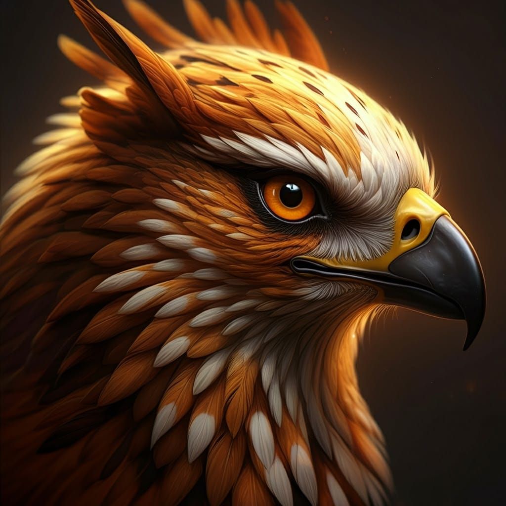 Griffin Face Close-Up in Detailed Concept Art Style