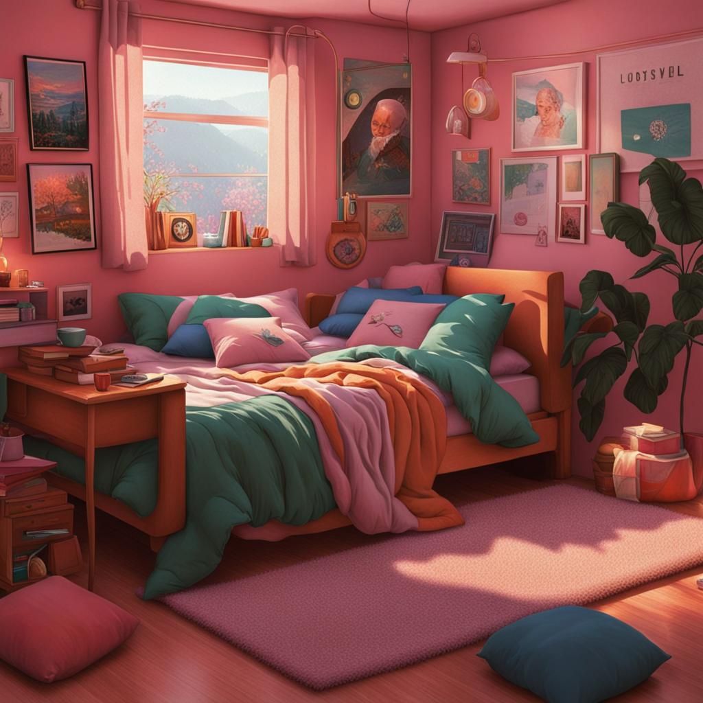 90s Aesthetic Comfy Bedroom Illustration