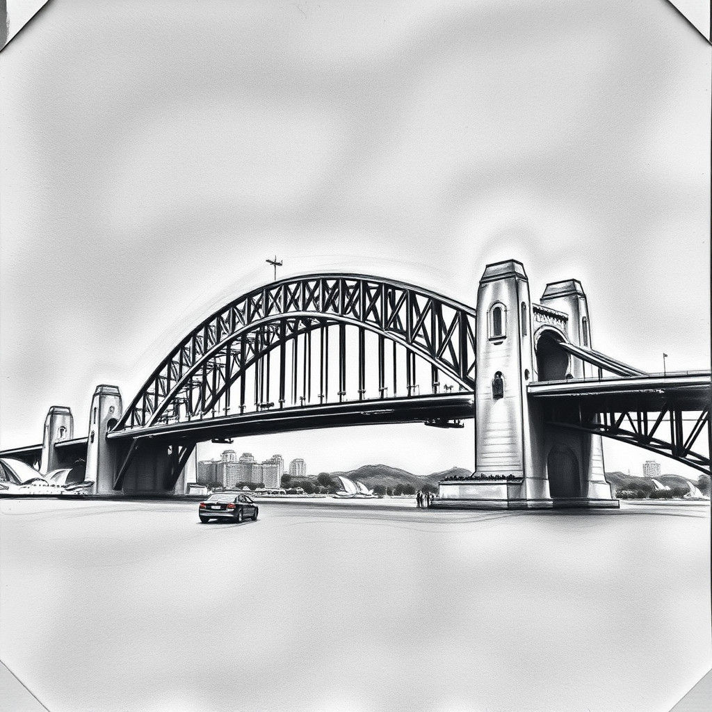 Sydney Harbour Bridge: Charcoal Drawing