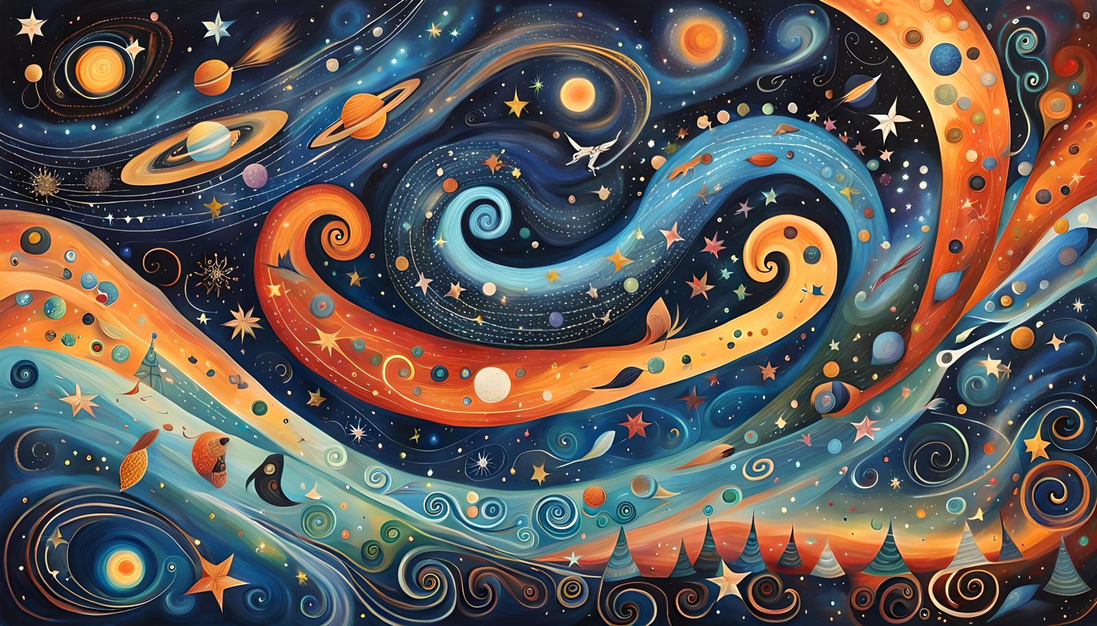 Cosmic Songline: A Fantastical Swirling Cosmos