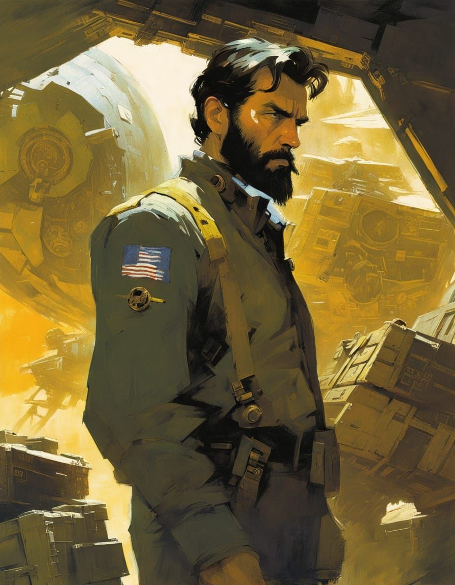 Starship Engineer in a High-Tech Cargo Hold