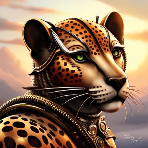Steampunk Leopard: Metal Fusion Art