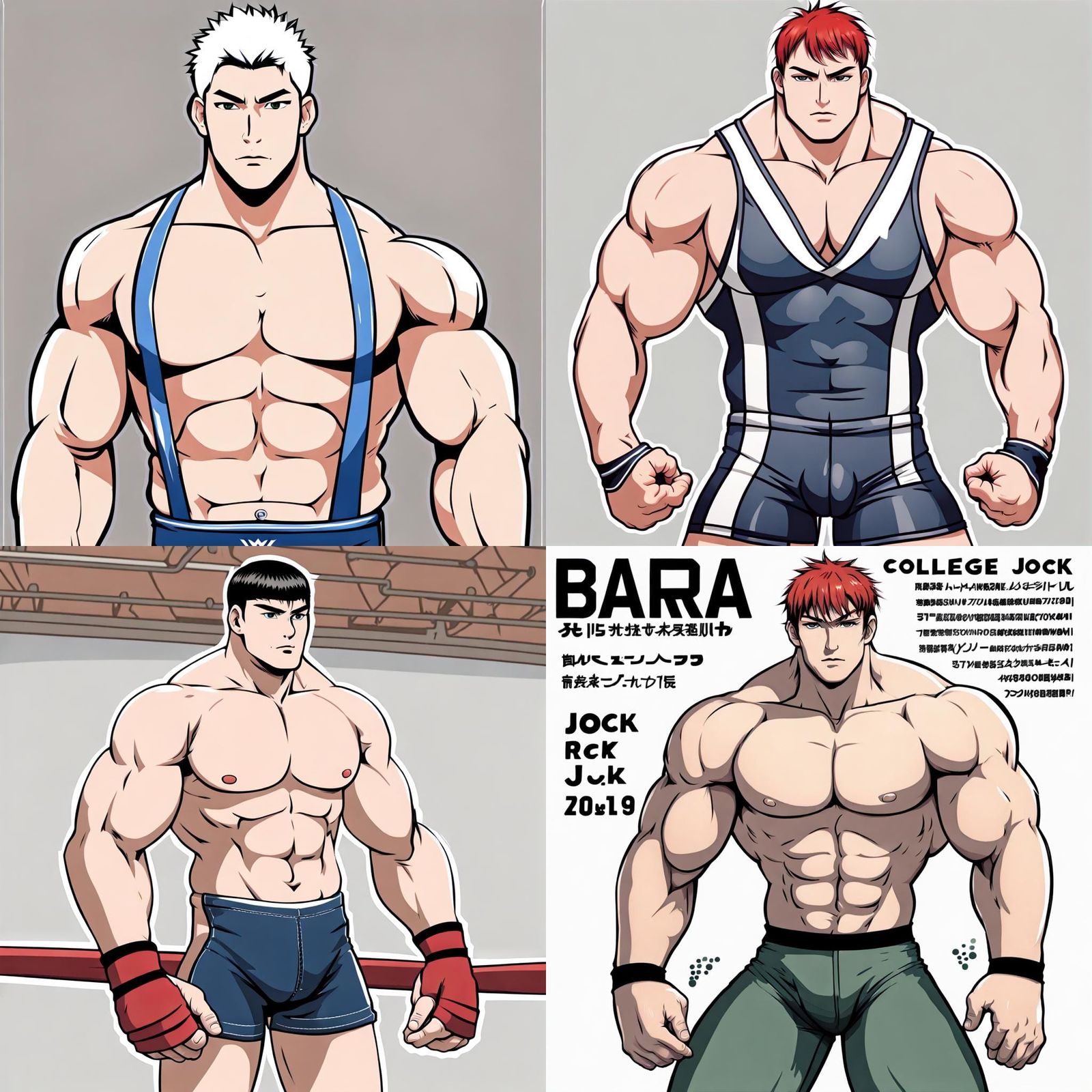 College Wrestler in Bara Manga Style