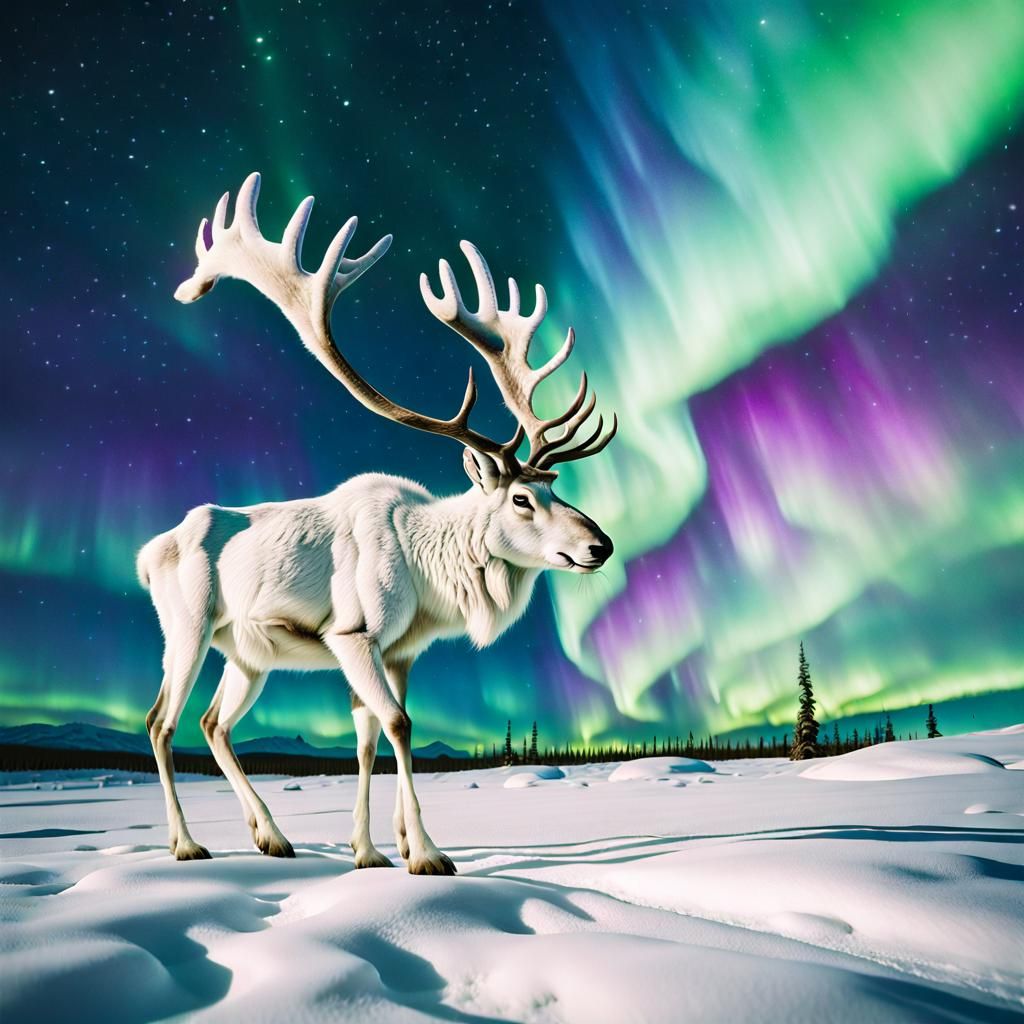 Caribou-Hare Hybrid Under Aurora Borealis