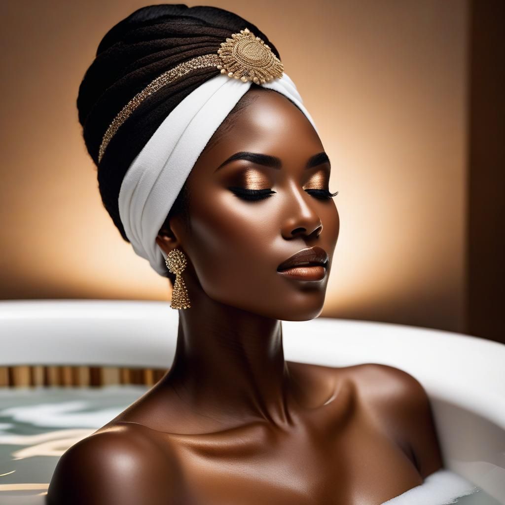 Beautiful Black woman, Spa Day