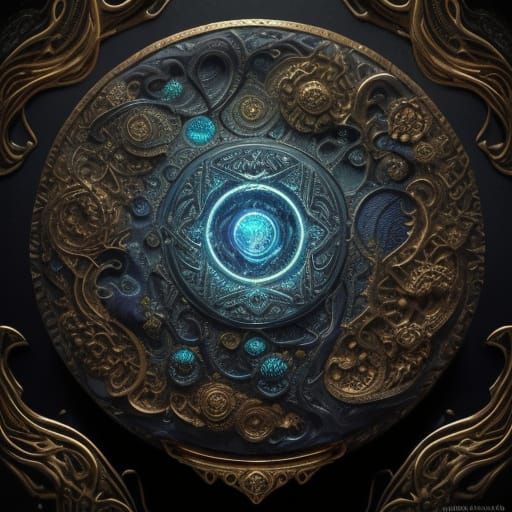 Glowing Jewelry on Darkened Pedestal in Fantasy Realm