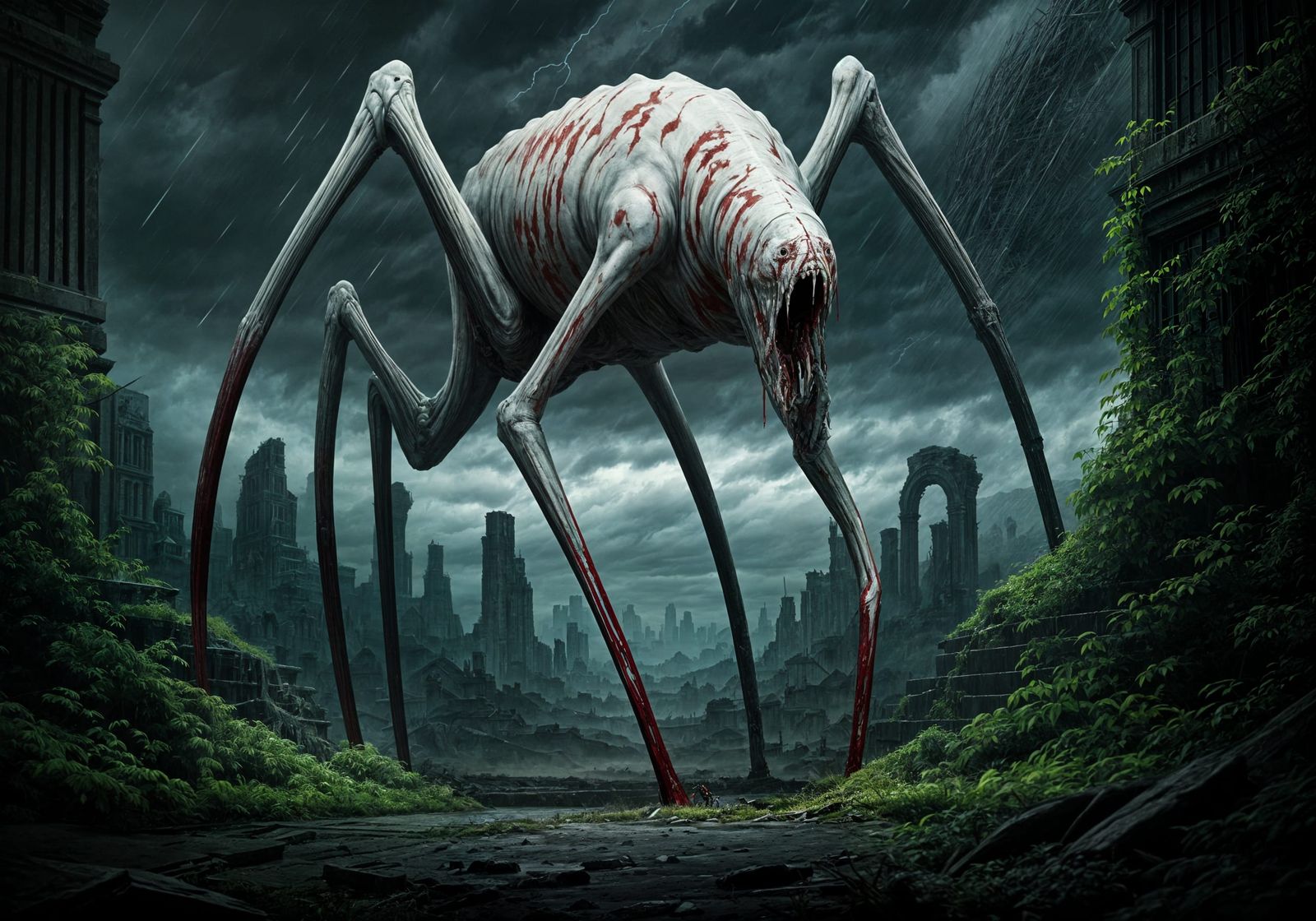 Ethereal Horror Beast Stalks Ancient Ruins