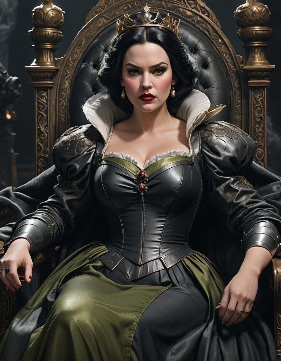 Evil Snow White on Throne in Pop Art Style