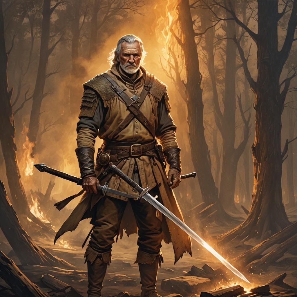 Historical Illustration of Ranger with Sword