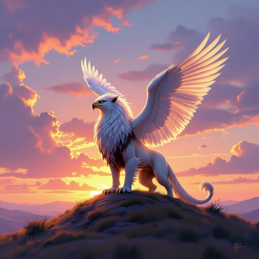 Majestic Gryphon at Dawn in Epic Fantasy Style