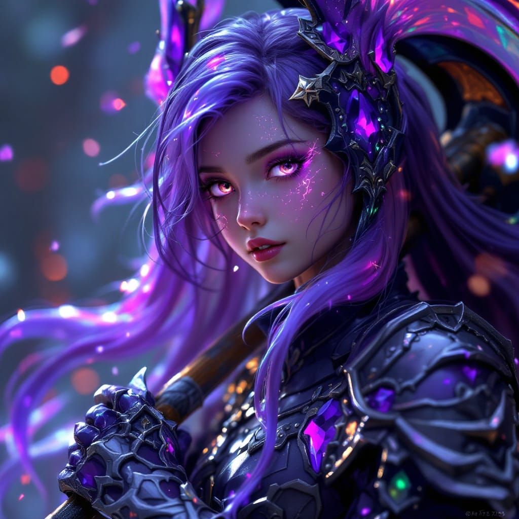 Slime-Skinned Girl in Armor, 3D Anime Style