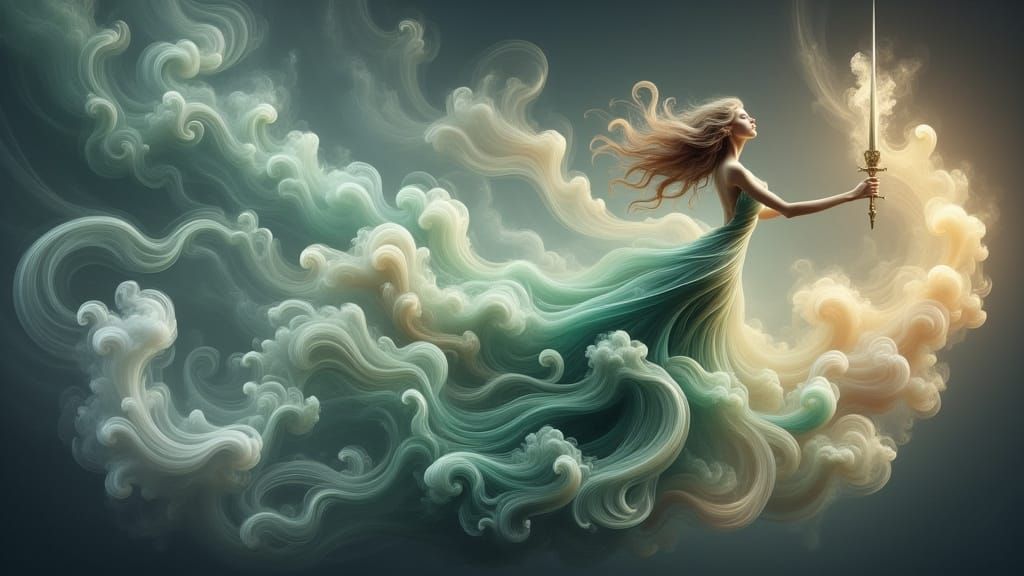 Wind Goddess Empowered by Turbulent Stormy Skies