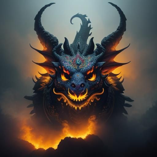 Day of the Dead Dragon Digital Painting