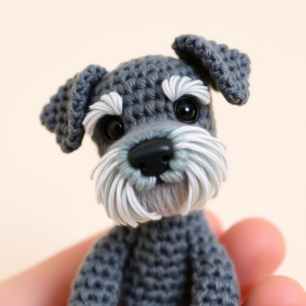 Crochet Miniature Schnauzer Toy in Pastel Colors