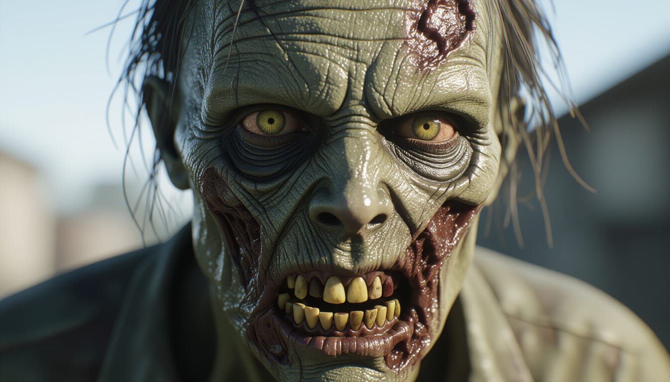 Ultra-Realistic Zombie Face Detailed Macabre Portrait
