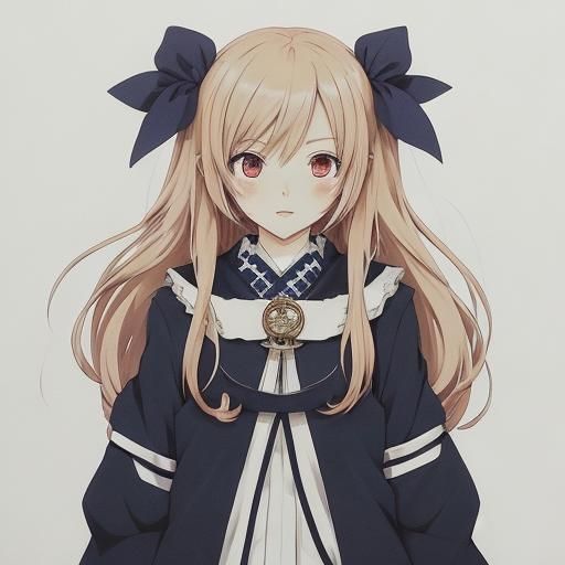 Cute Girl Reminiscing in Anime Style