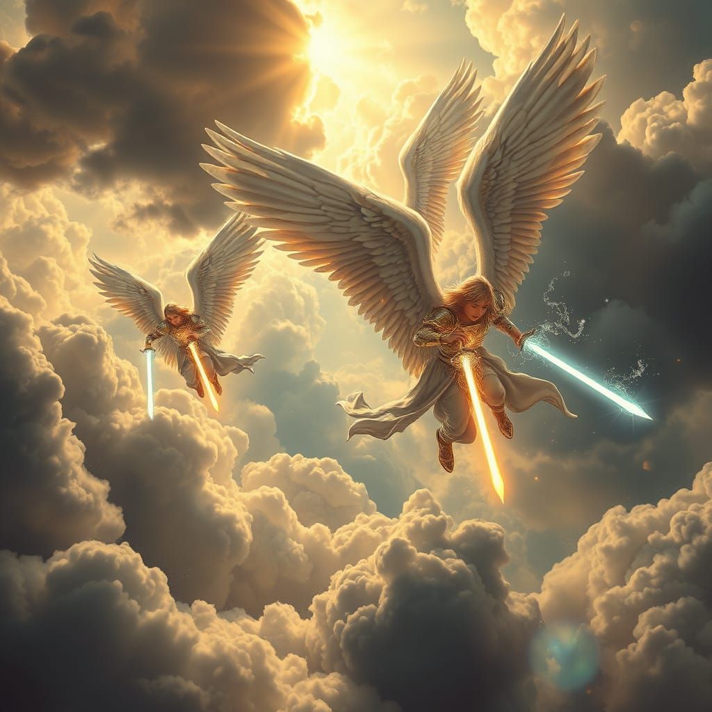 Angelic Warriors in Battle: A Digital Matte Painting