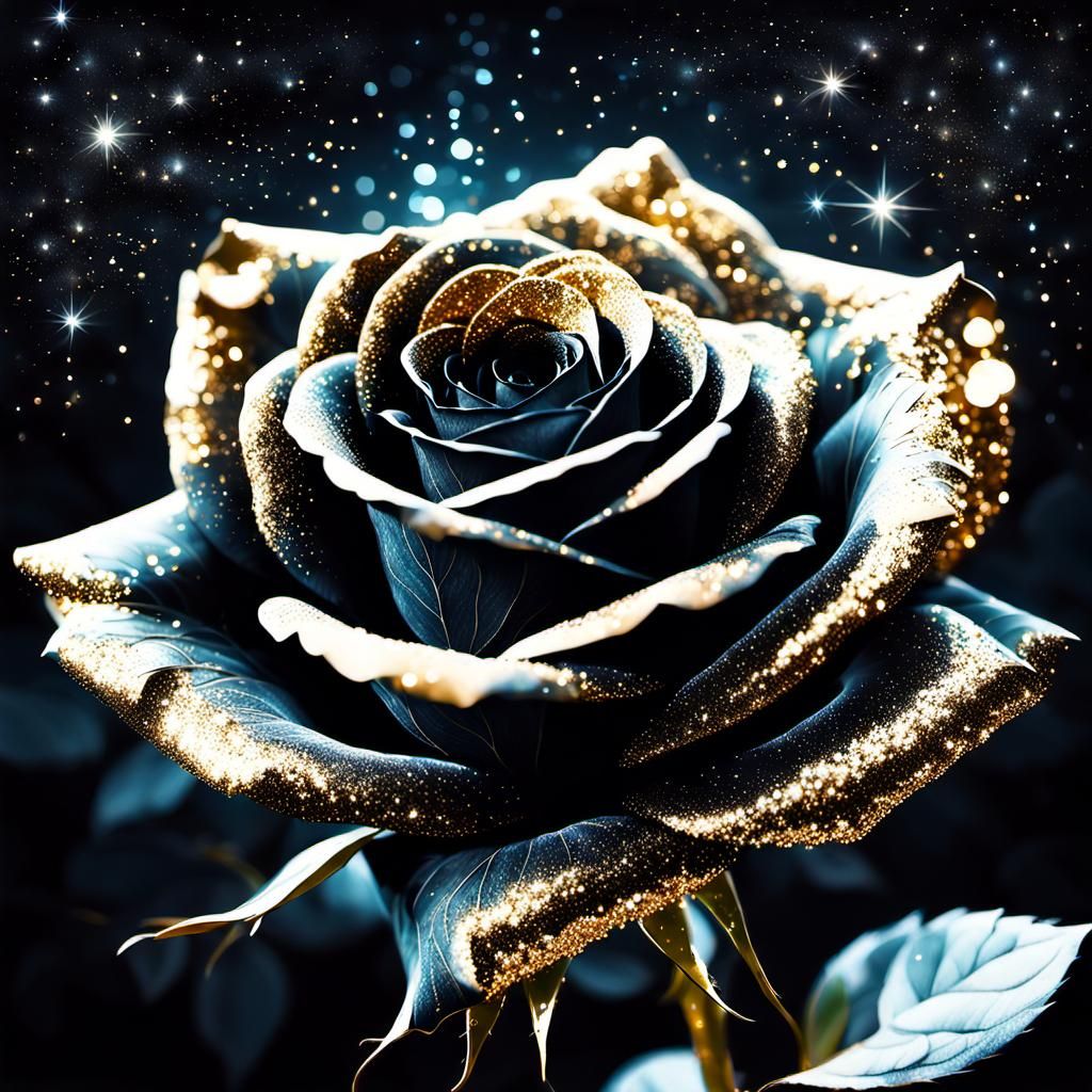 Cosmic Midnight: A Dreamscape of Black Rose