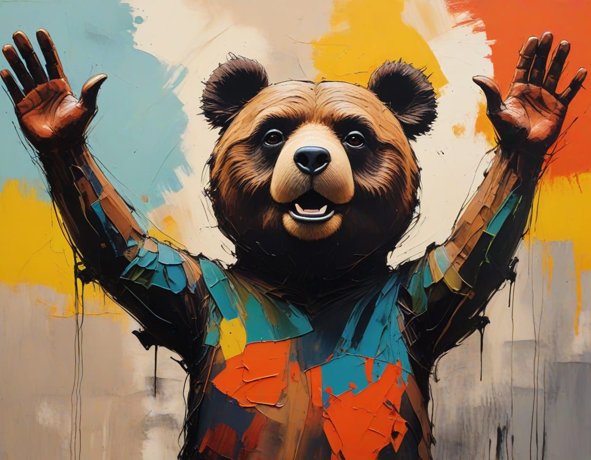 Expressionist Painting of a Waving Figure in Oils