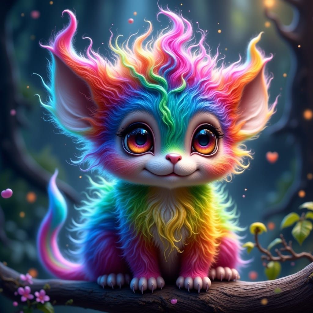 otherworldly, cute multi-colored mystical critter, <lora:No Clue 2:0.66> dreamlike wonder, supernatural, mystical,