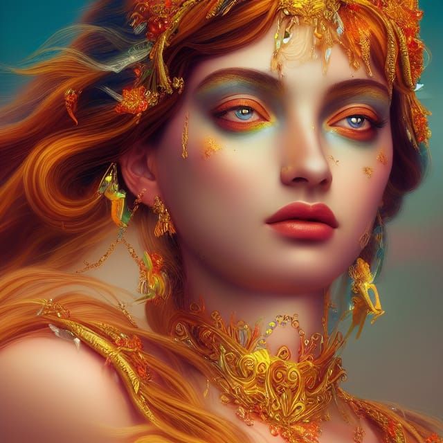 Ethereal Hera Goddess: Detailed Digital Painting