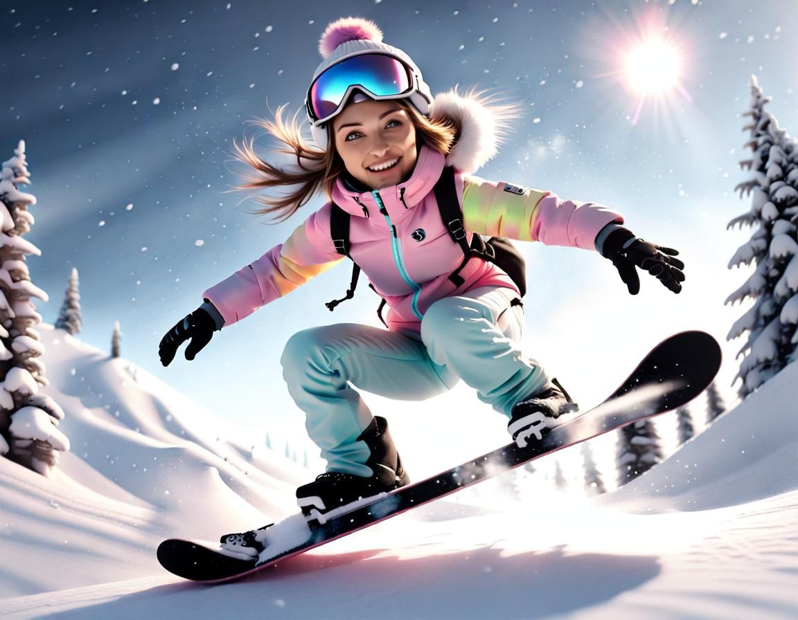 Winters Sports, Snowboarding cute girl