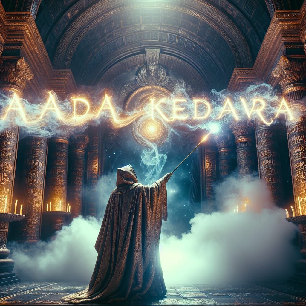 Cosmic Mage Casts Spell in Ancient Temple in 8k