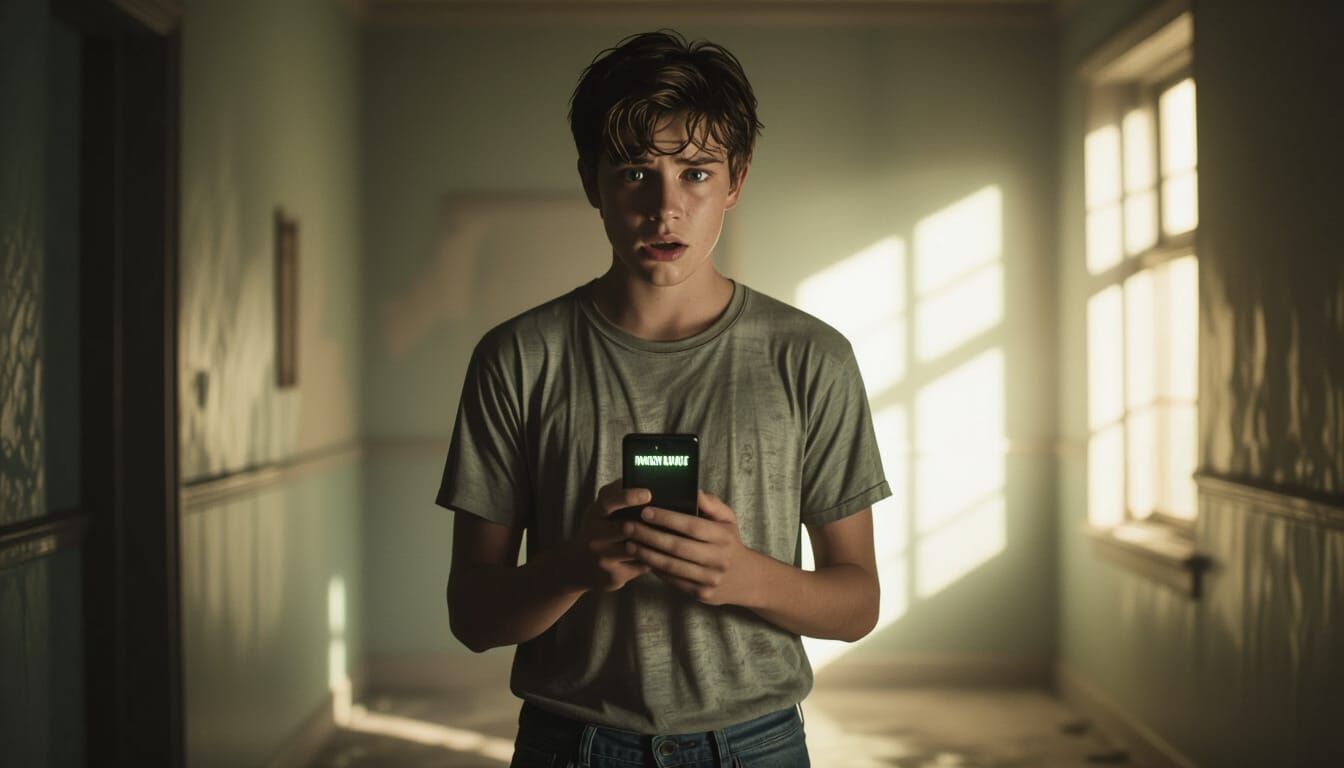Scared Student Holds Phone with 'Unknown Number' in Eerie Sh...