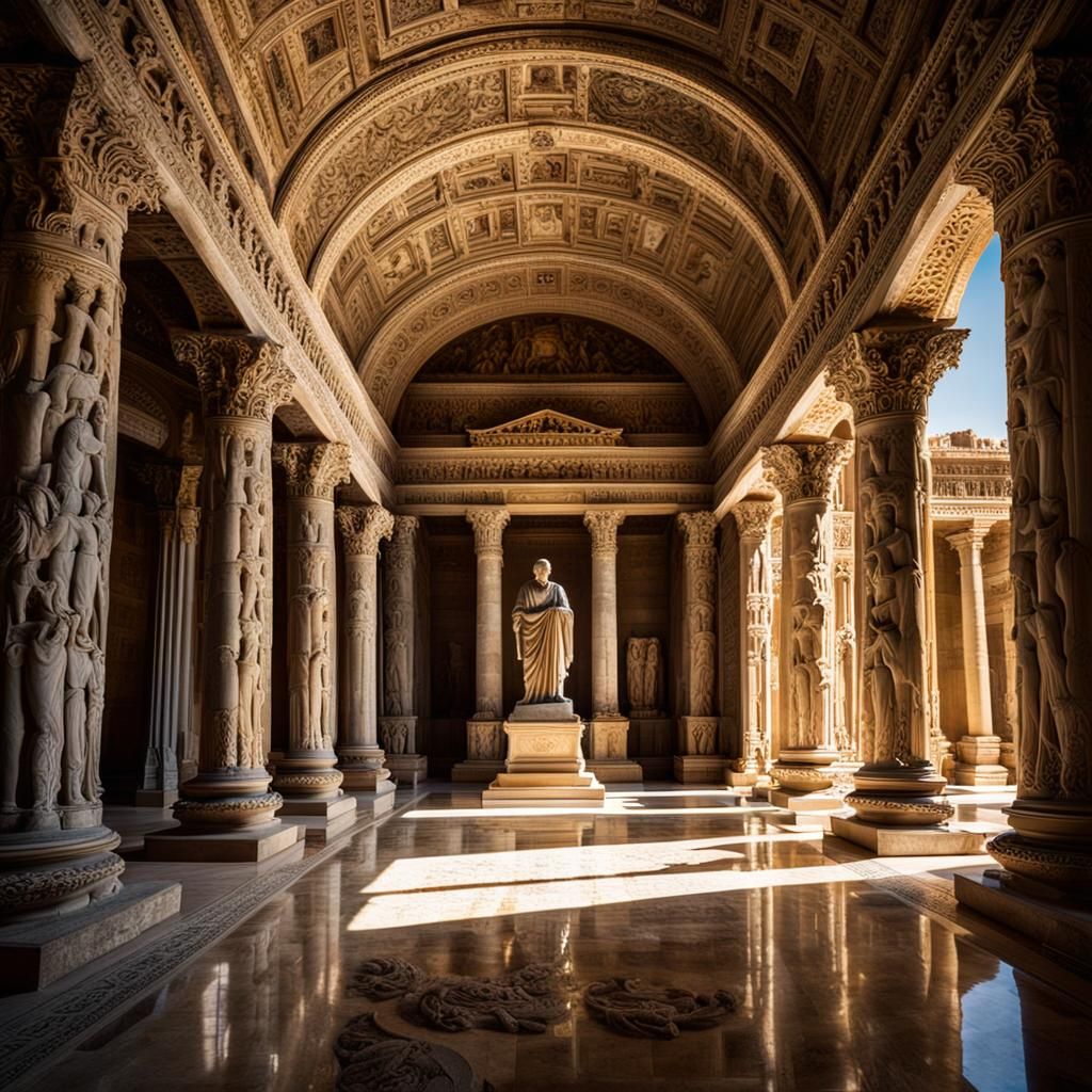 Roman Temple Interior with Veiled Figure
